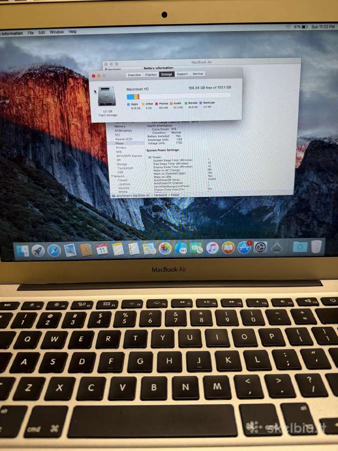 MacBook Air 13-inch A1466 128gb Su Garantija - nuotraukos Nr. 5