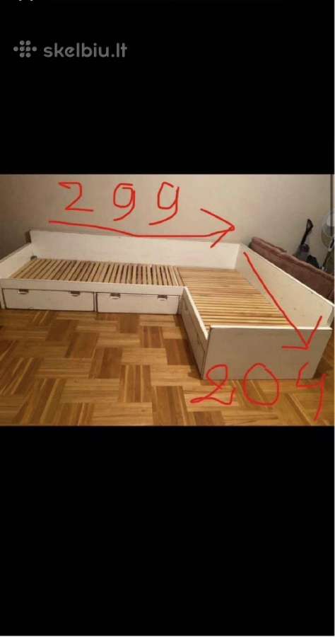 Parduodu tikro Ąžuolo lova, su stalčiais be čiuzin - nuotraukos Nr. 2