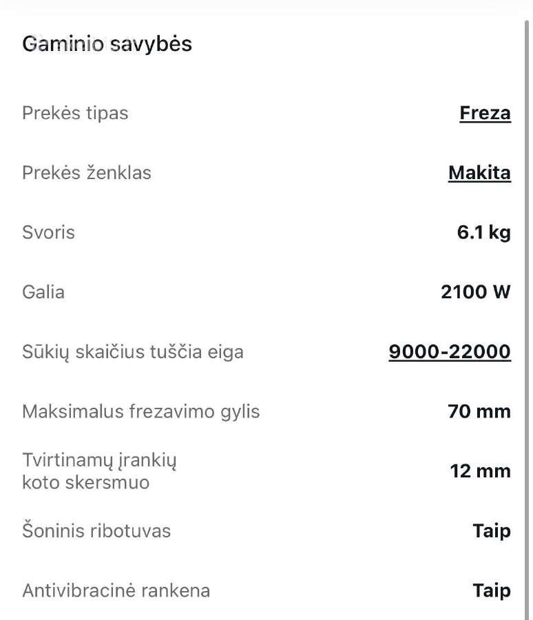 Freza Makita Rp2301fc, 2100 W - nuotraukos Nr. 7