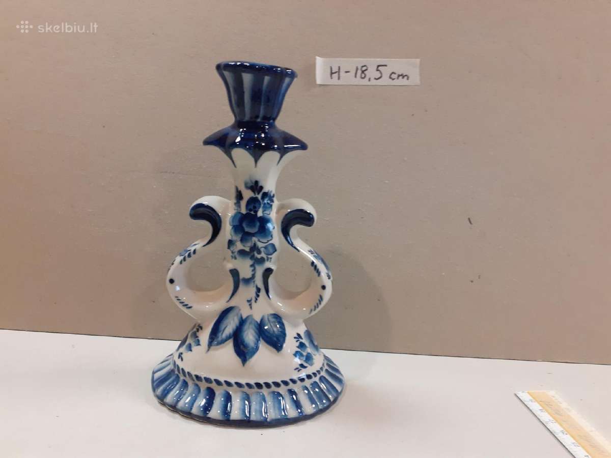 Gželio porcelianinė žvakidė H-18,5cm - nuotraukos Nr. 2