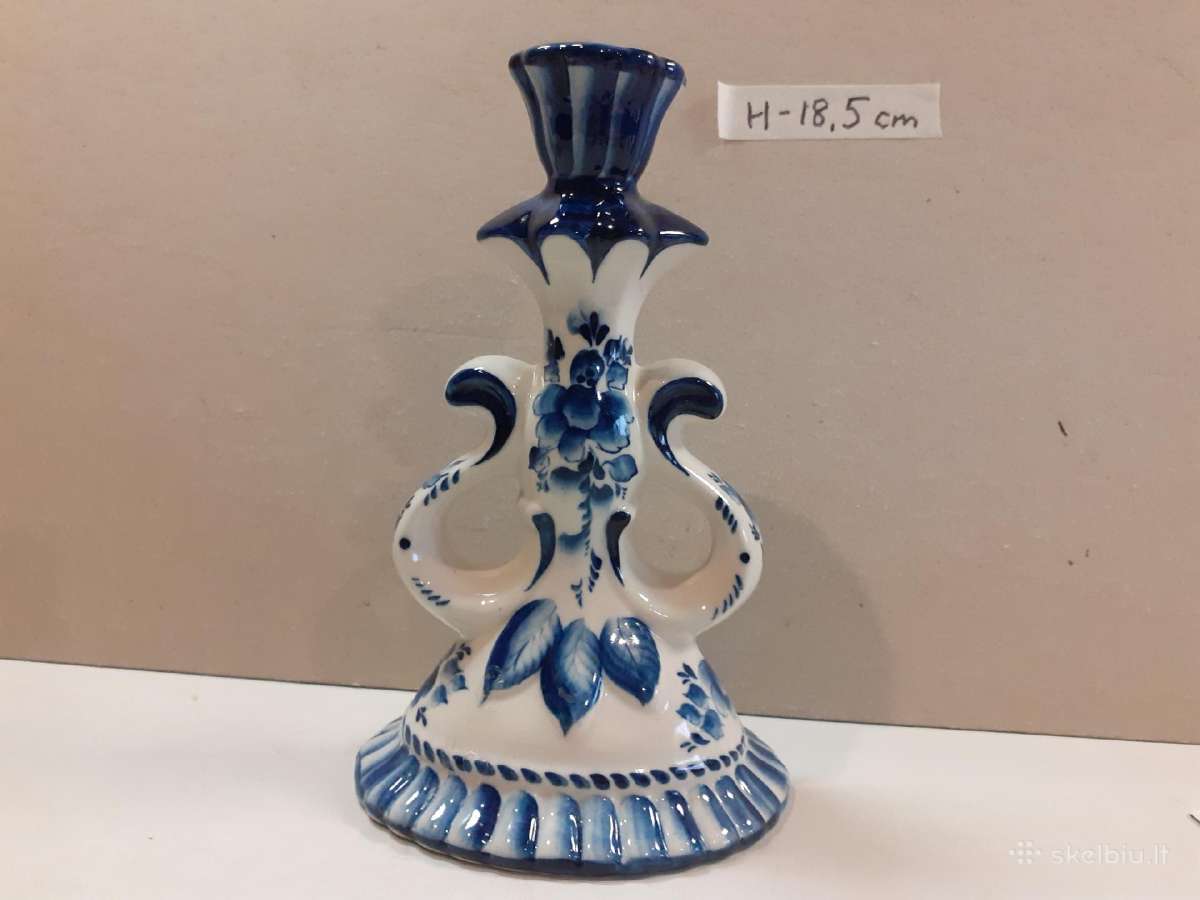 Gželio porcelianinė žvakidė H-18,5cm - nuotraukos Nr. 7