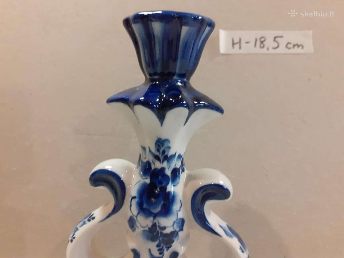Gželio porcelianinė žvakidė H-18,5cm - nuotraukos Nr. 4