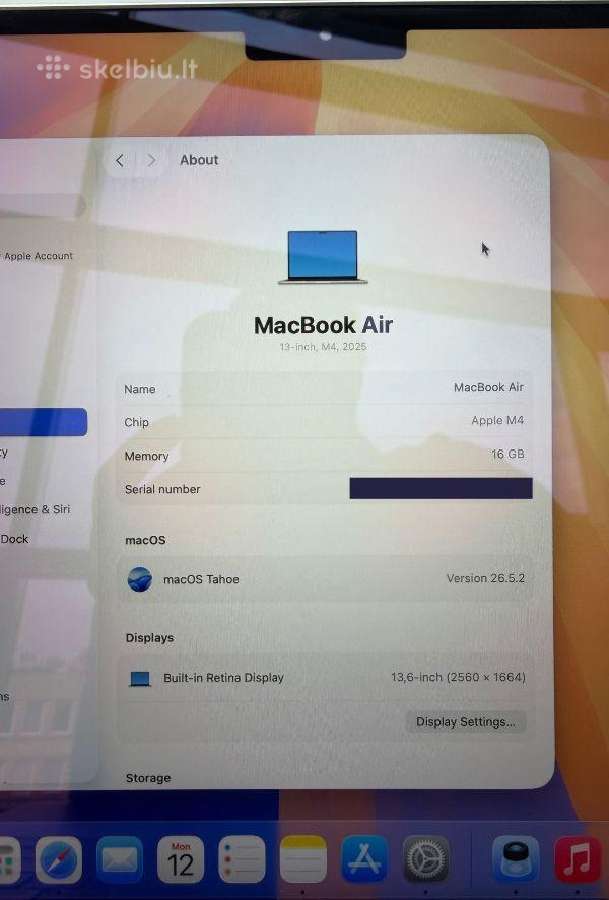 MacBook Air 13" M4 (2025), 256gb, Starlight - nuotraukos Nr. 9