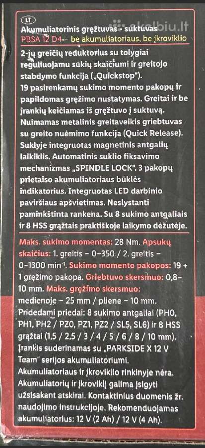 Akumuliatorinis gręžtuvas - suktuvas su dėklu - nuotraukos Nr. 3