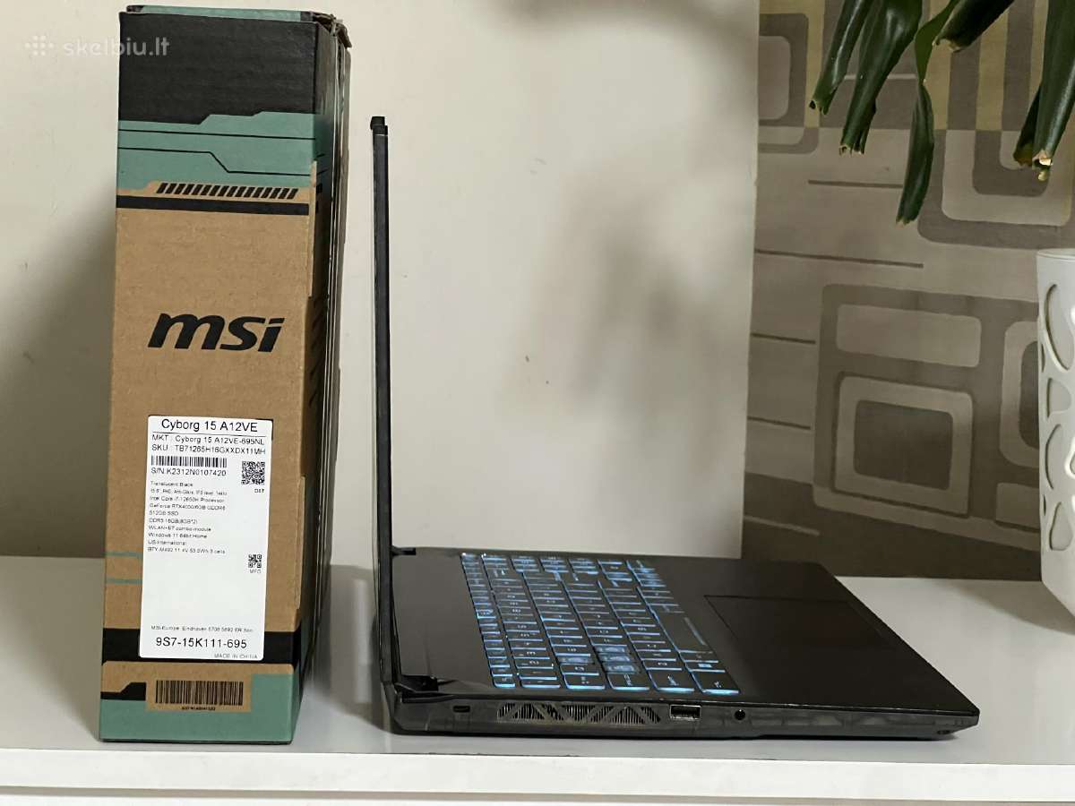 Parduodamas Msi Cyborg su Rtx 4050, I7-12k, 144hz. - nuotraukos Nr. 5