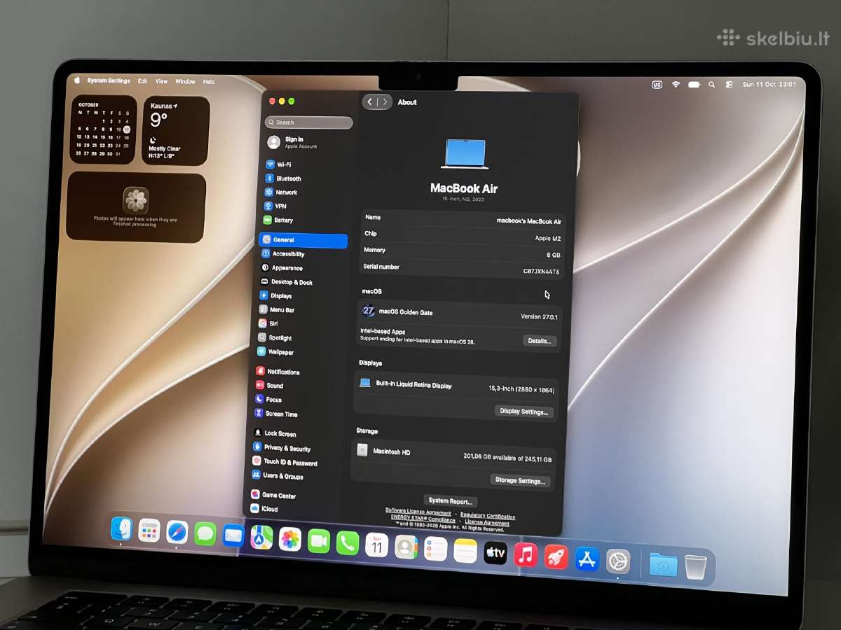 Parduodamas MacBook Air 15 su M2, Liquid Retina. - nuotraukos Nr. 8