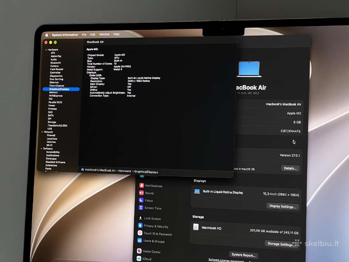 Parduodamas MacBook Air 15 su M2, Liquid Retina. - nuotraukos Nr. 9