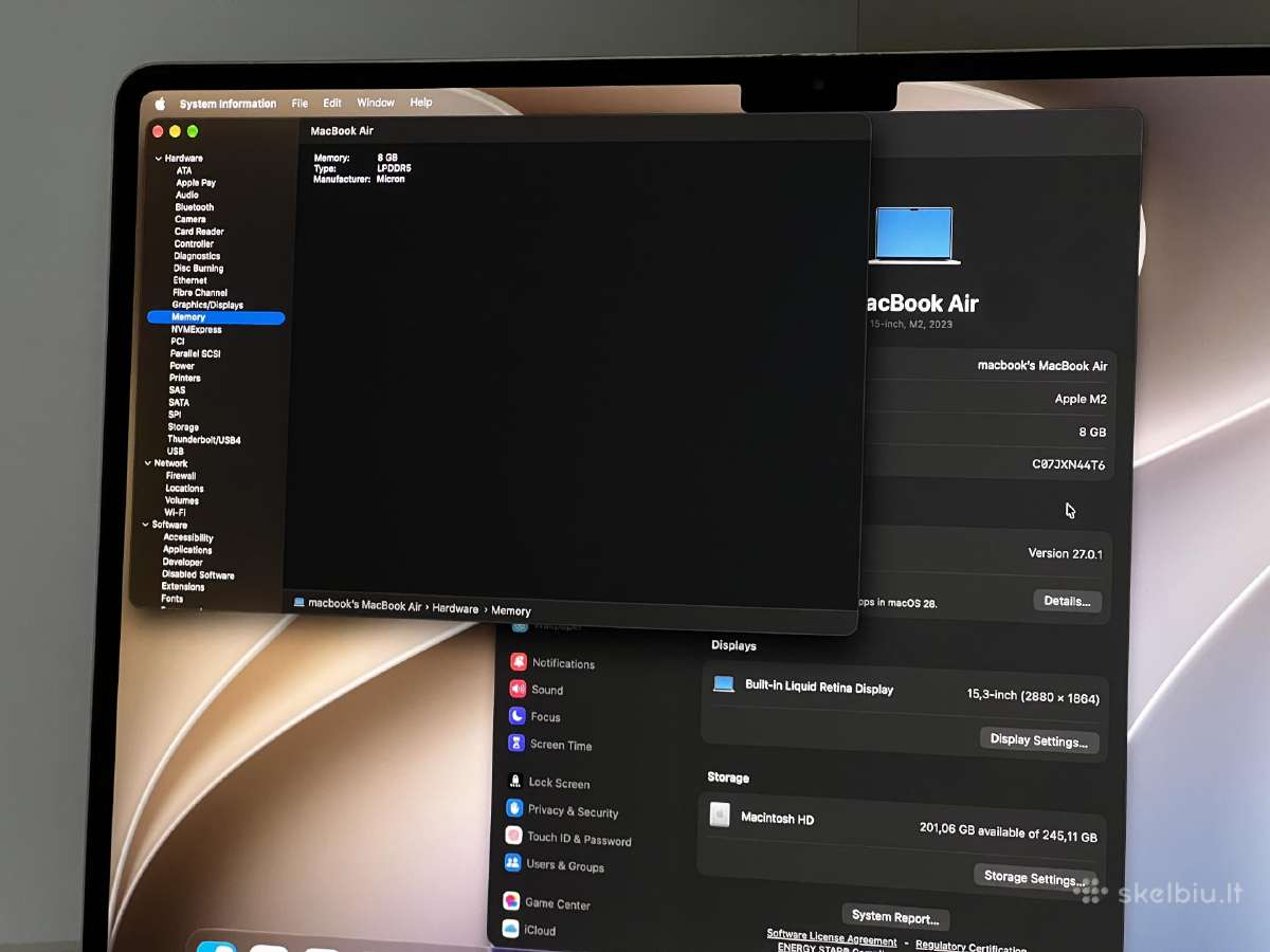 Parduodamas MacBook Air 15 su M2, Liquid Retina. - nuotraukos Nr. 10