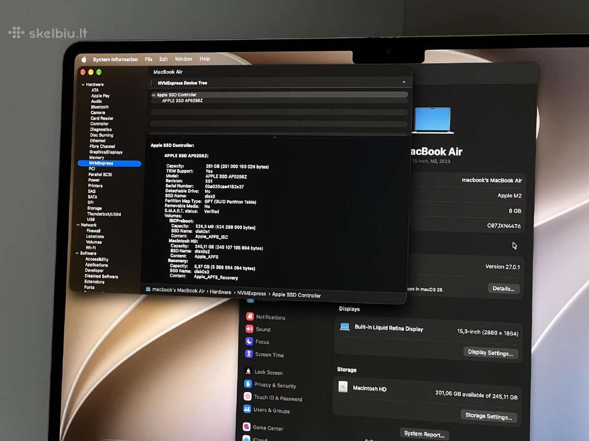 Parduodamas MacBook Air 15 su M2, Liquid Retina. - nuotraukos Nr. 11