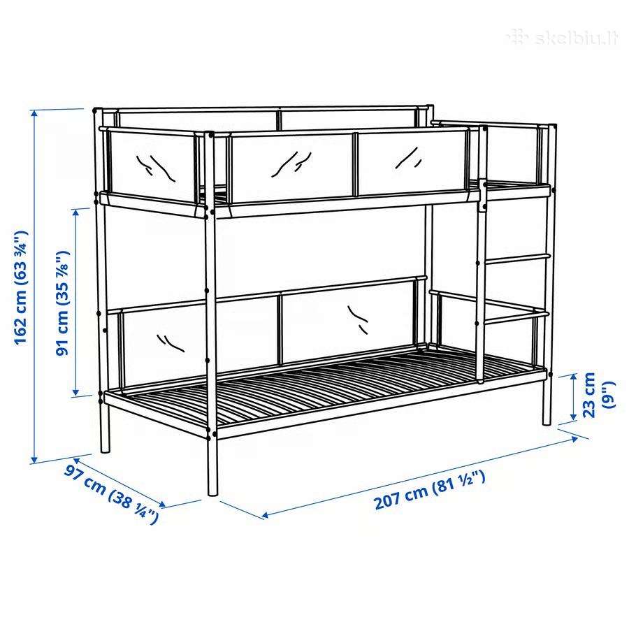 Ikea dviaukštė lova su grotelėmis - nuotraukos Nr. 5