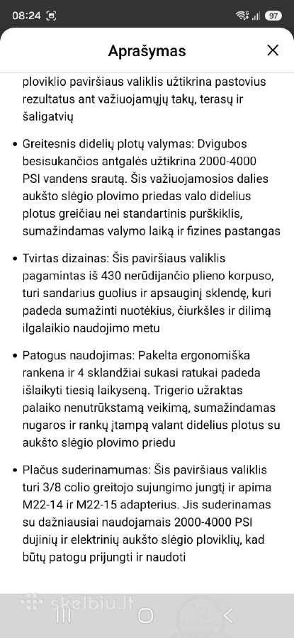 Trinkelių,terasų plovimo įrenginys - nuotraukos Nr. 12