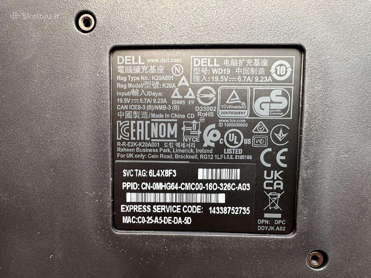 Dell K20a Usb-c Docking Station + 130w įkroviklis - nuotraukos Nr. 3