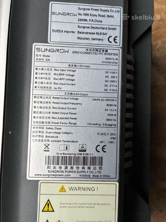 Sungrow8kw inverteris - nuotraukos Nr. 2