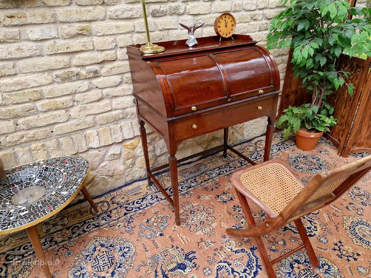 Vintažinis Art Nouveau raudonmedžio sekreteras - nuotraukos Nr. 3