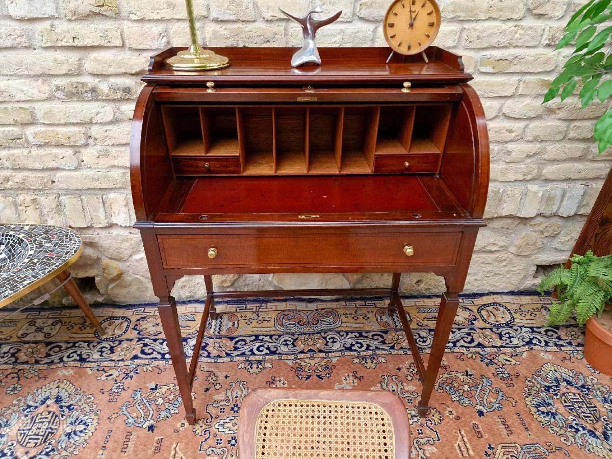 Vintažinis Art Nouveau raudonmedžio sekreteras - nuotraukos Nr. 11