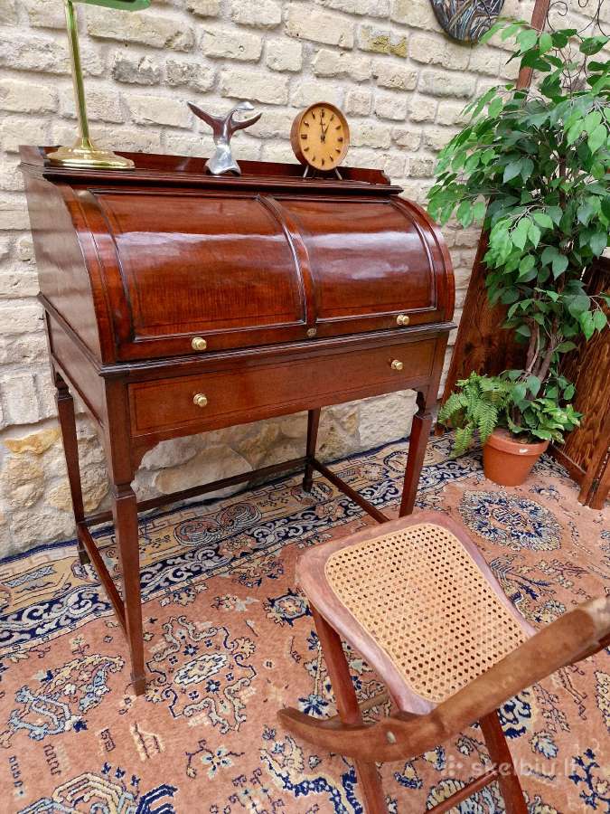 Vintažinis Art Nouveau raudonmedžio sekreteras - nuotraukos Nr. 12