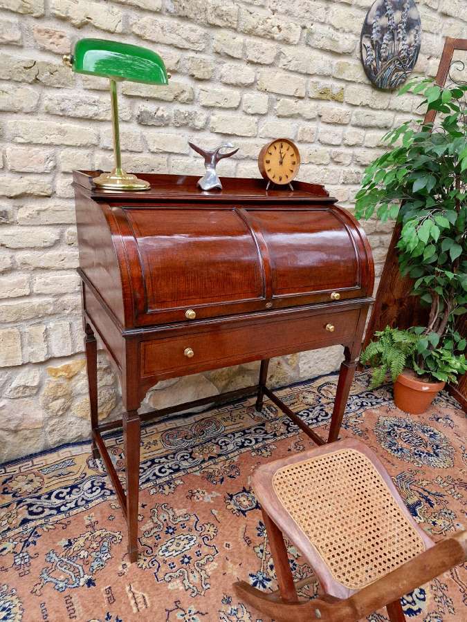 Vintažinis Art Nouveau raudonmedžio sekreteras - nuotraukos Nr. 14