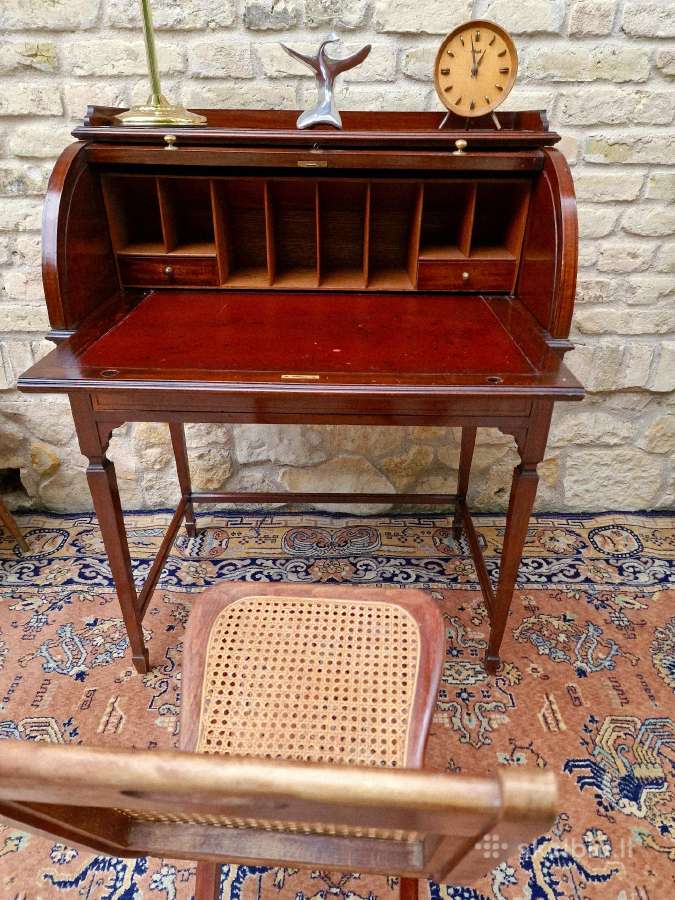 Vintažinis Art Nouveau raudonmedžio sekreteras - nuotraukos Nr. 15
