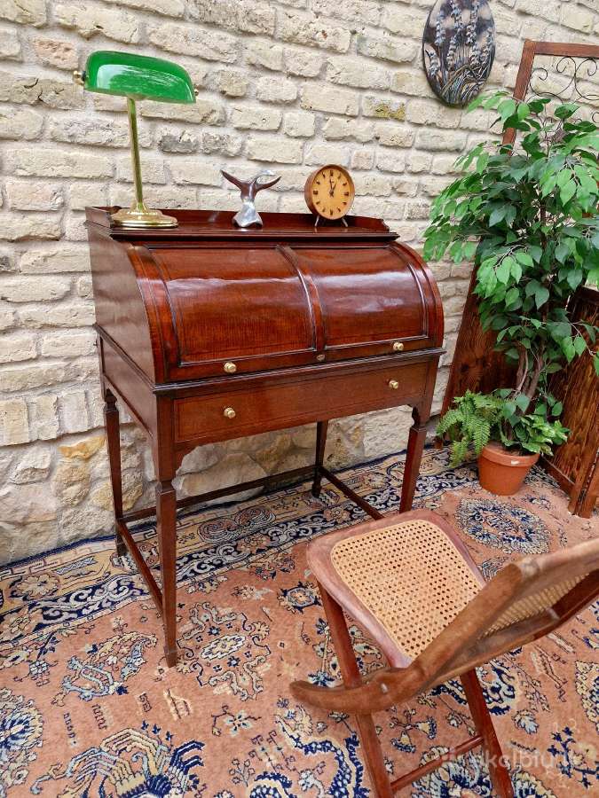 Vintažinis Art Nouveau raudonmedžio sekreteras - nuotraukos Nr. 18
