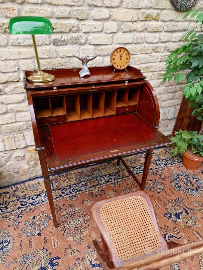 Vintažinis Art Nouveau raudonmedžio sekreteras - nuotraukos Nr. 20