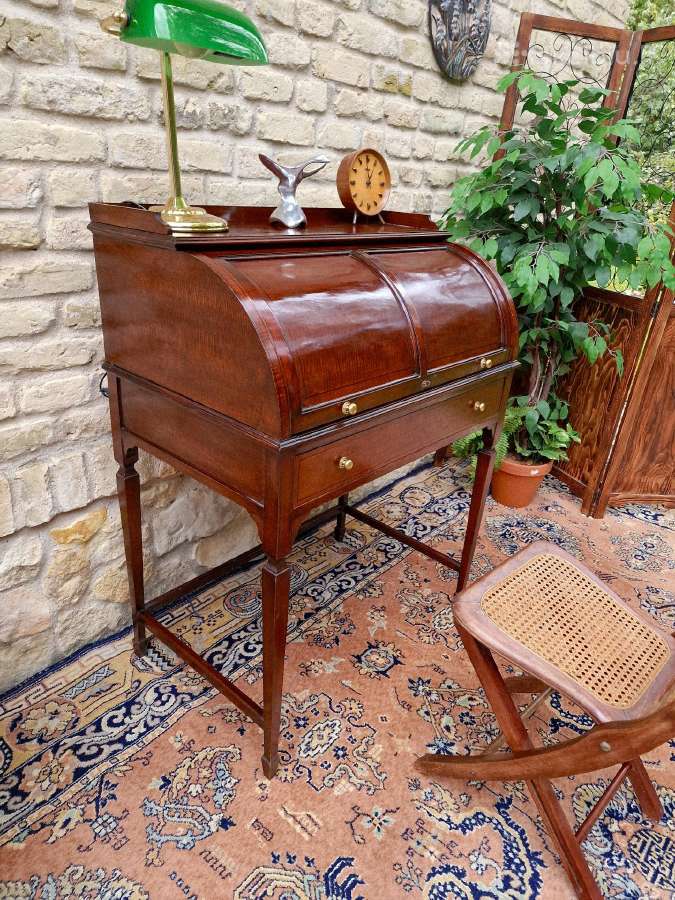 Vintažinis Art Nouveau raudonmedžio sekreteras - nuotraukos Nr. 21