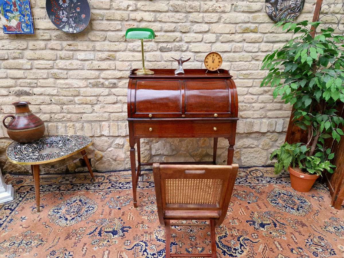 Vintažinis Art Nouveau raudonmedžio sekreteras - nuotraukos Nr. 30
