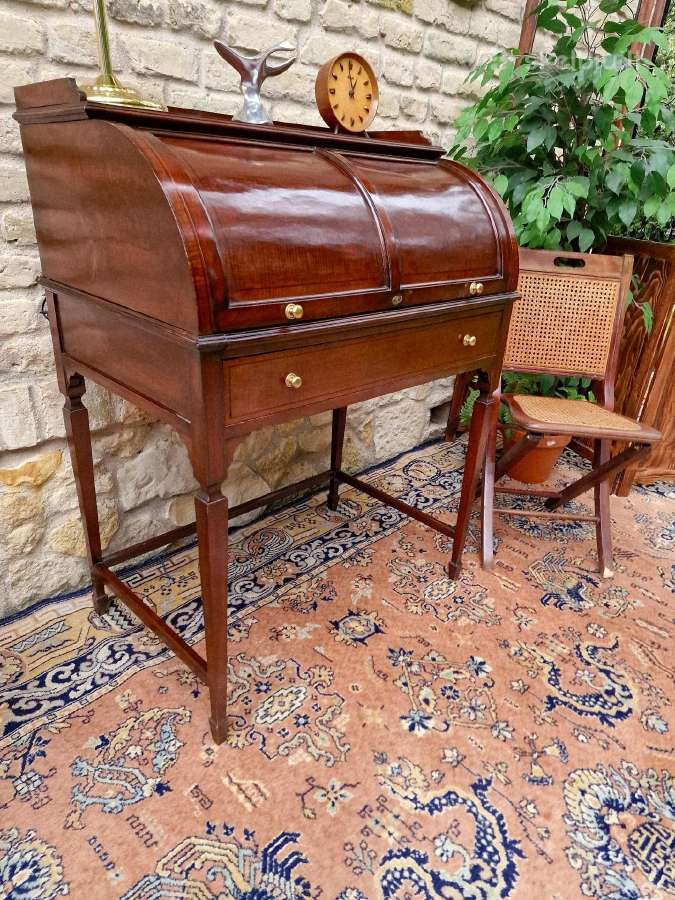 Vintažinis Art Nouveau raudonmedžio sekreteras - nuotraukos Nr. 32