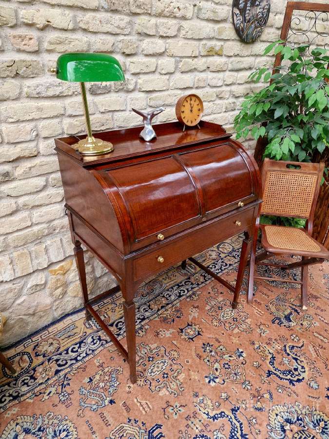 Vintažinis Art Nouveau raudonmedžio sekreteras - nuotraukos Nr. 34