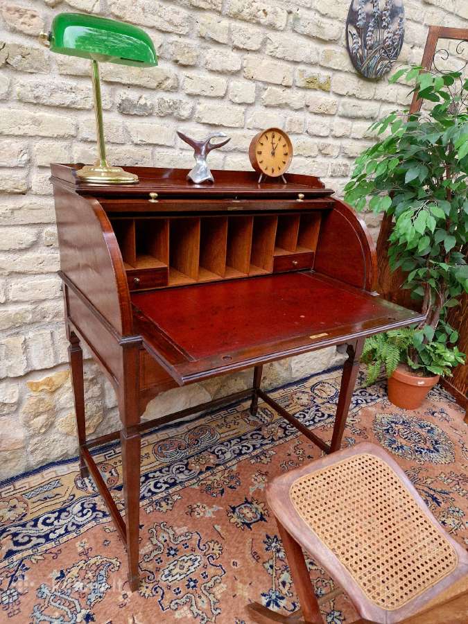 Vintažinis Art Nouveau raudonmedžio sekreteras - nuotraukos Nr. 35