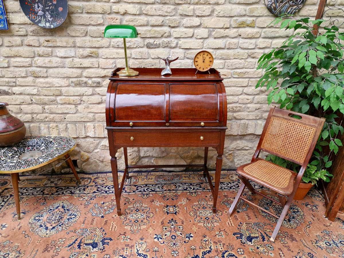 Vintažinis Art Nouveau raudonmedžio sekreteras - nuotraukos Nr. 36