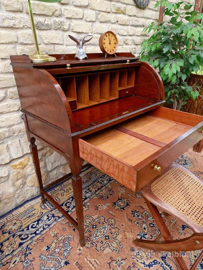 Vintažinis Art Nouveau raudonmedžio sekreteras - nuotraukos Nr. 37