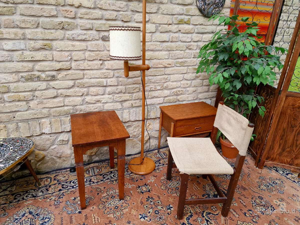 Vintažinis mid century ąžuolo masyvo staliukas - nuotraukos Nr. 16