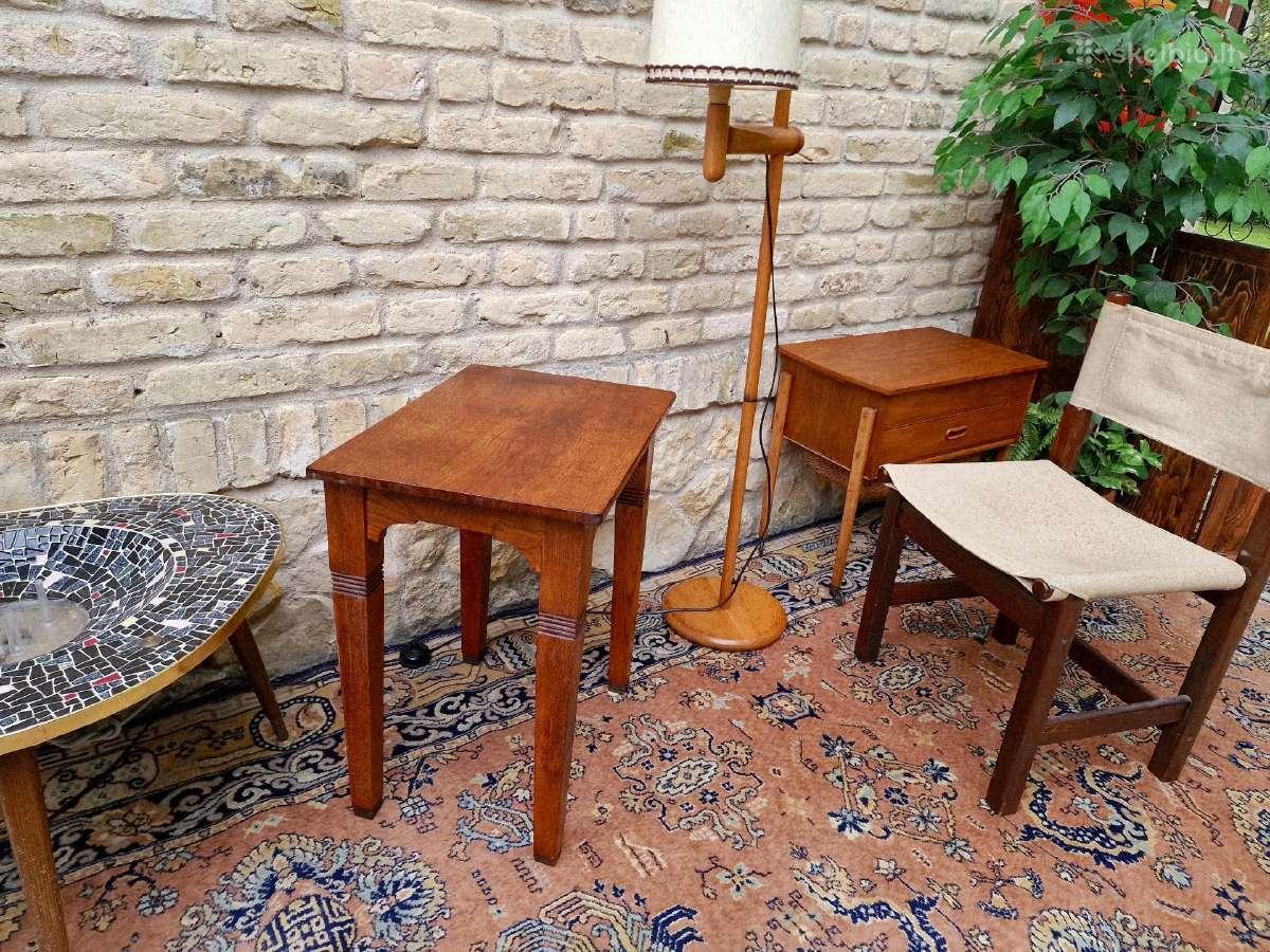 Vintažinis mid century ąžuolo masyvo staliukas - nuotraukos Nr. 24