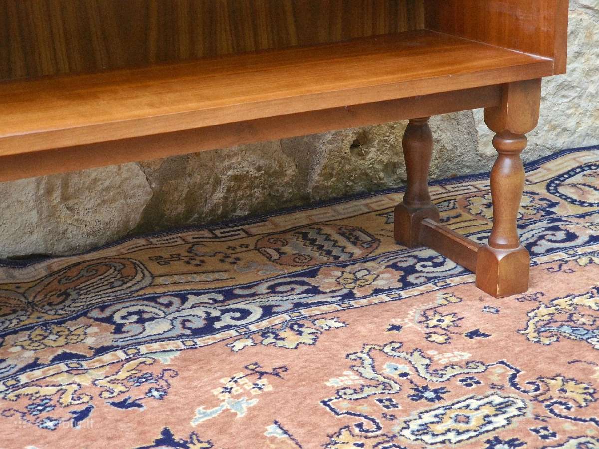 Vintažinė Art Deco riešutmedžio knygų lentyna - nuotraukos Nr. 6