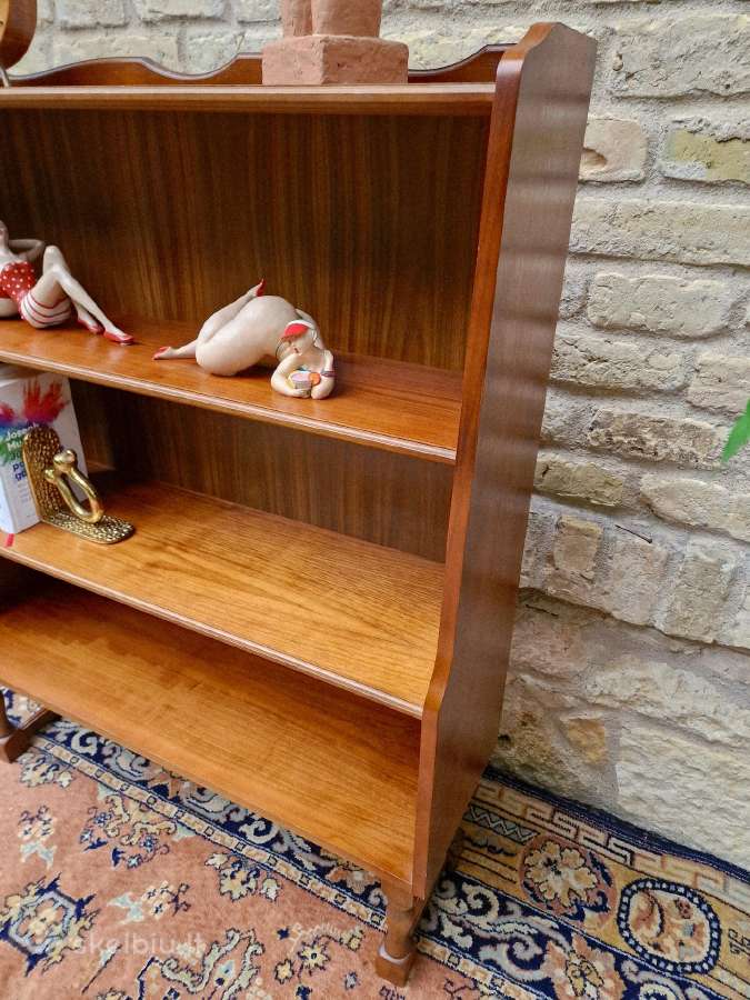 Vintažinė Art Deco riešutmedžio knygų lentyna - nuotraukos Nr. 8