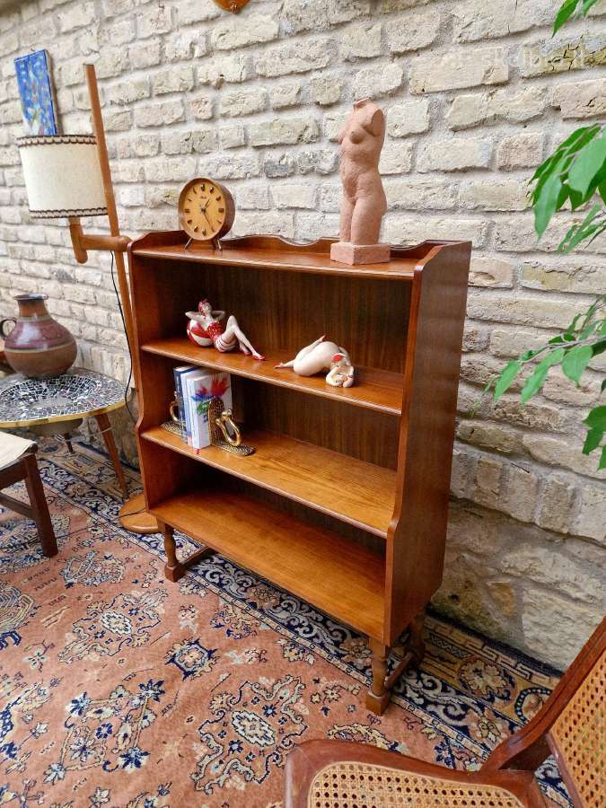Vintažinė Art Deco riešutmedžio knygų lentyna - nuotraukos Nr. 15