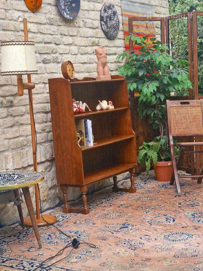 Vintažinė Art Deco riešutmedžio knygų lentyna - nuotraukos Nr. 17