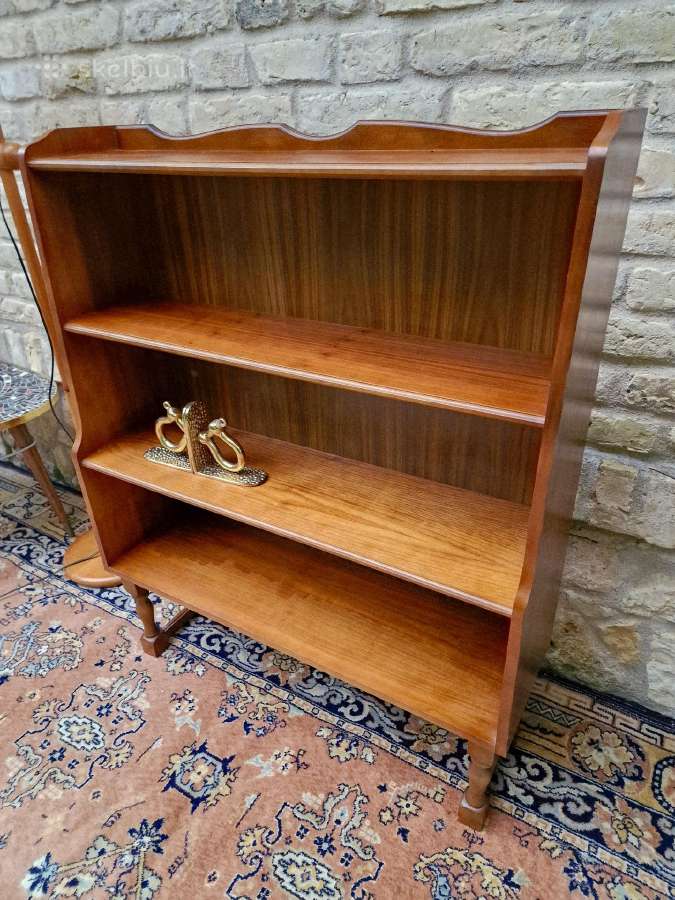 Vintažinė Art Deco riešutmedžio knygų lentyna - nuotraukos Nr. 18