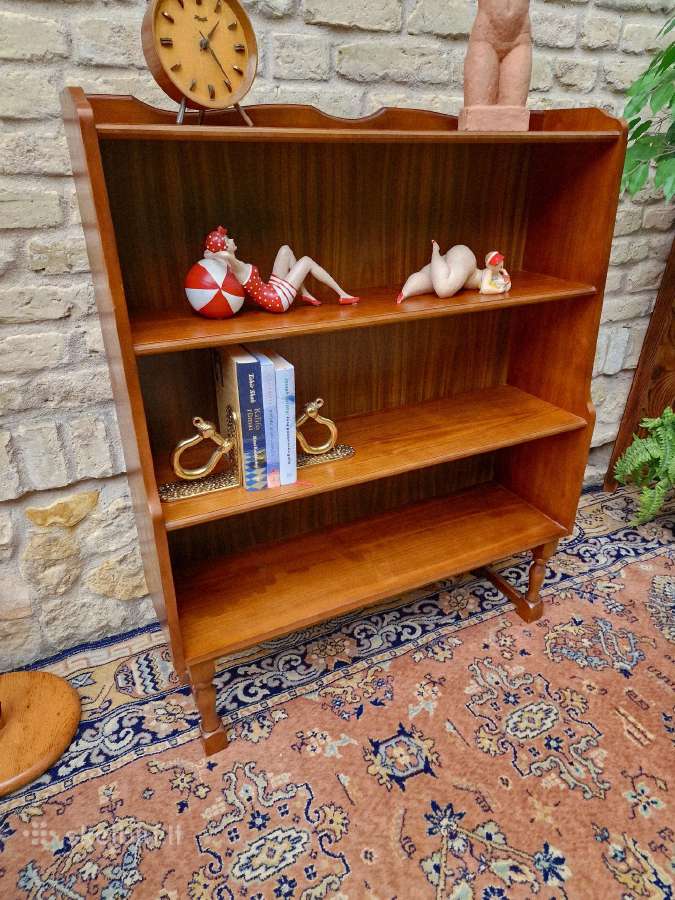 Vintažinė Art Deco riešutmedžio knygų lentyna - nuotraukos Nr. 19