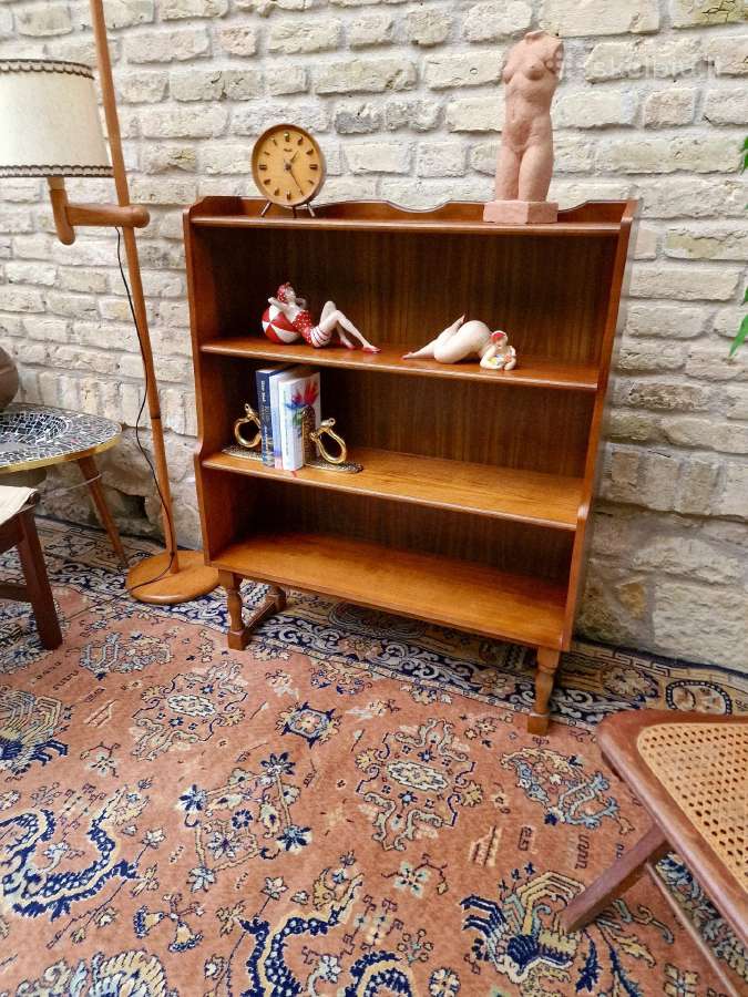 Vintažinė Art Deco riešutmedžio knygų lentyna - nuotraukos Nr. 26