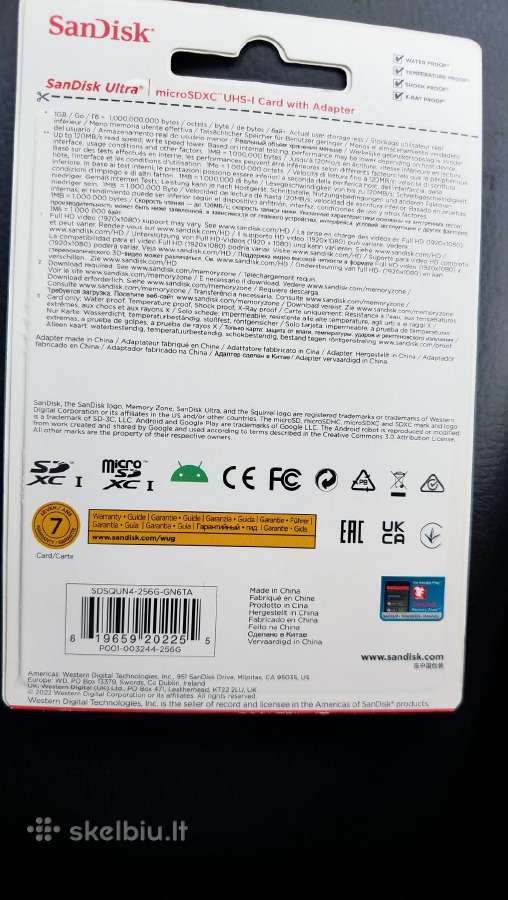 Nauja atminties kortelė Sandisk 256gb Ultra Sdxc - nuotraukos Nr. 2