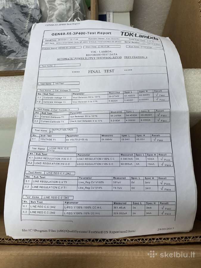 Tdk-lambda Genesys Gen60-55-3p400 – 3300w, 60v, 55 - nuotraukos Nr. 5