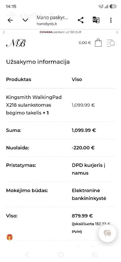 Treniruoklis Kingsmith Walkingpad X218 - nuotraukos Nr. 7
