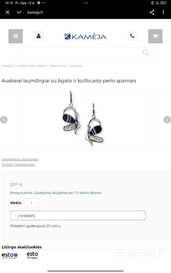 Sidabro auskarai su smaragdu ir deimantais - nuotraukos Nr. 8
