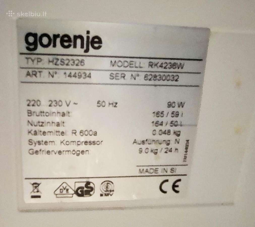 Šaldytuvas Gorenje Rk4236w - 148 cm - nuotraukos Nr. 2