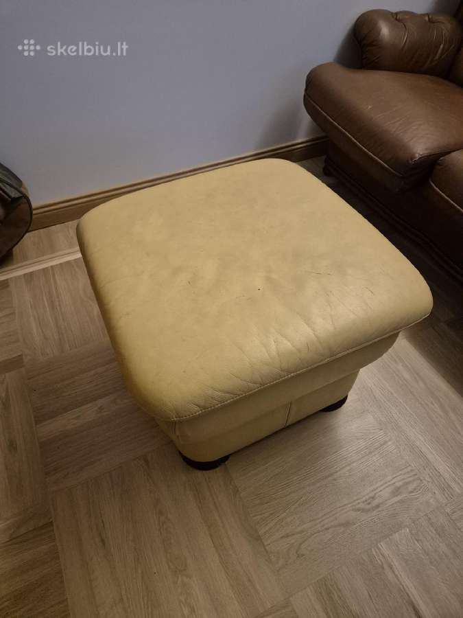 Odinė sofa ir pufas - nuotraukos Nr. 6