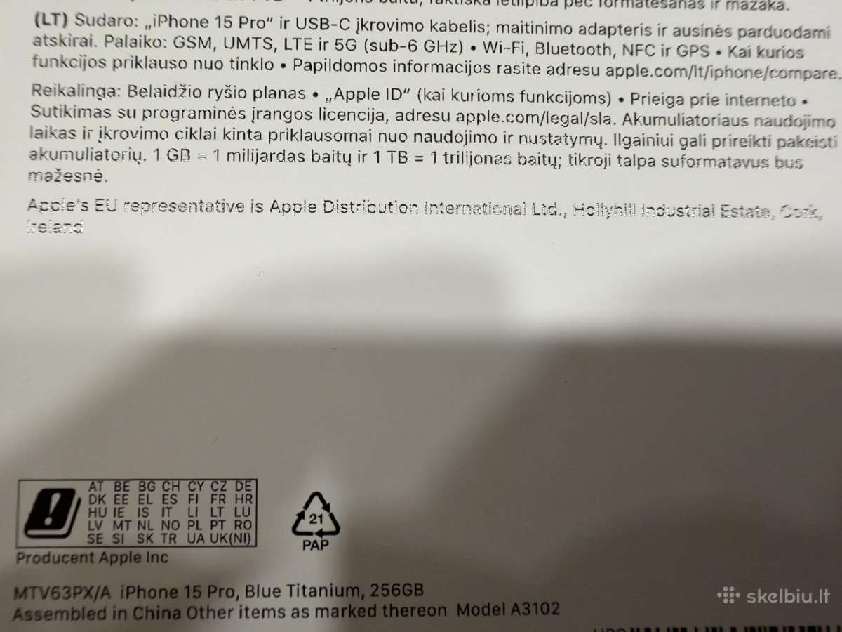 Apple iPhone 15 pro 256 GB - nuotraukos Nr. 7