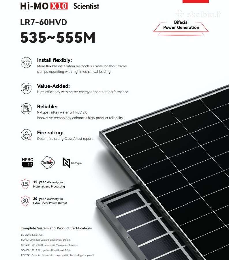 Saulės Moduliai Ja Solar, Leapton, Longi - nuotraukos Nr. 3