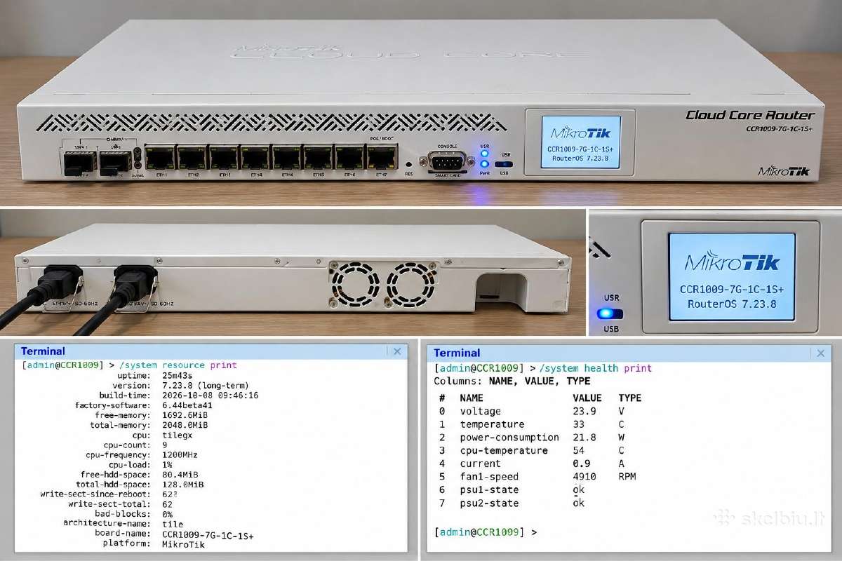 Mikrotik Ccr1009-7g-1c-1s+ Pilnai veikiantis - nuotraukos Nr. 2