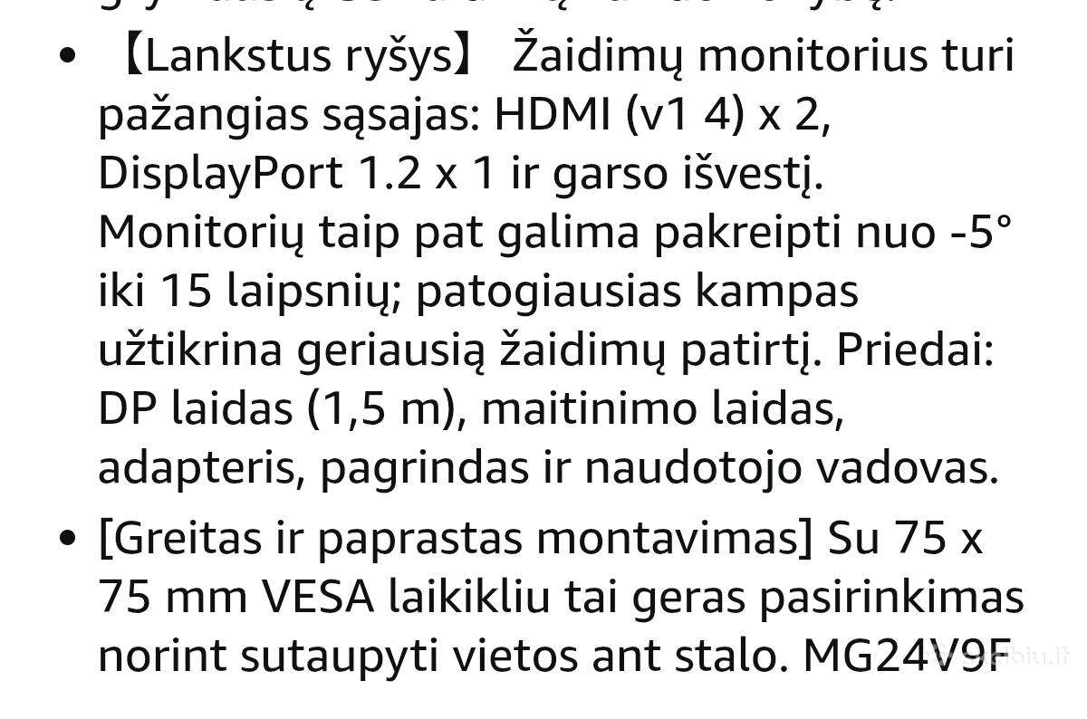 Koorui žaidimų monitorius 24 coliu - nuotraukos Nr. 5